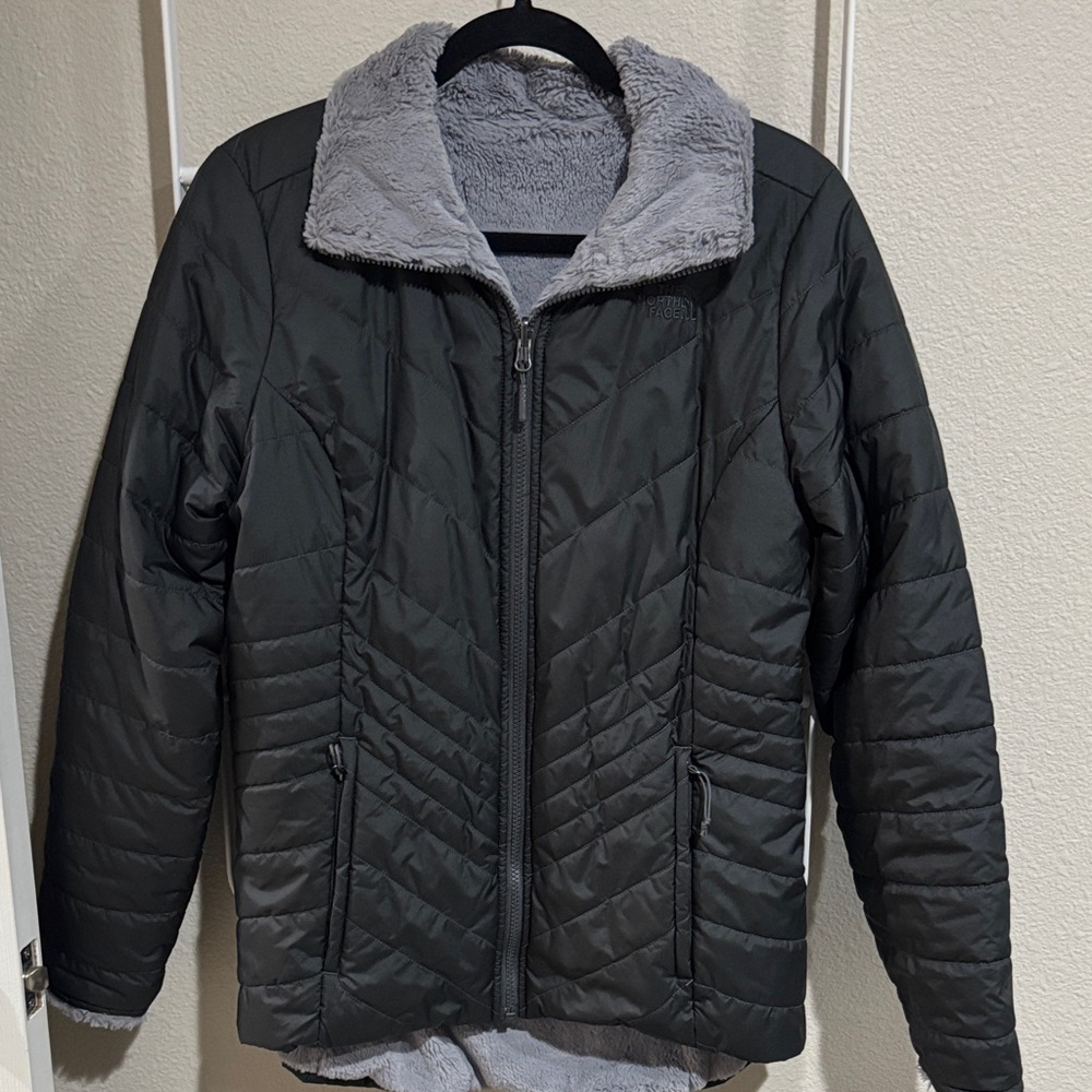 Women’s North Face Black Reversible Jacket with Gray Lining